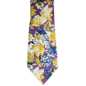 Oscar de la Renta  Silk Tie Purple & Autumn Leaves